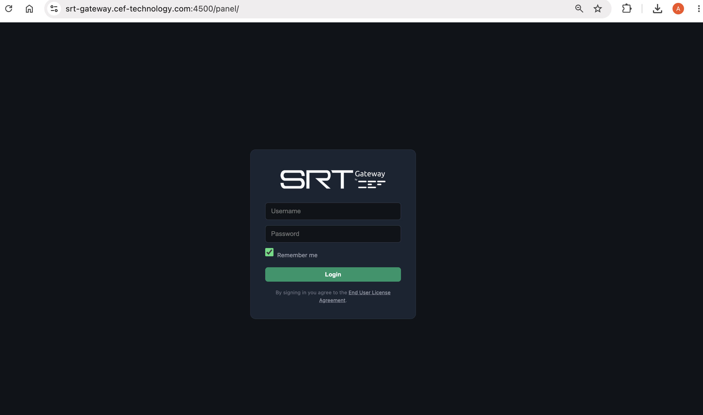 Login do painel de administração
