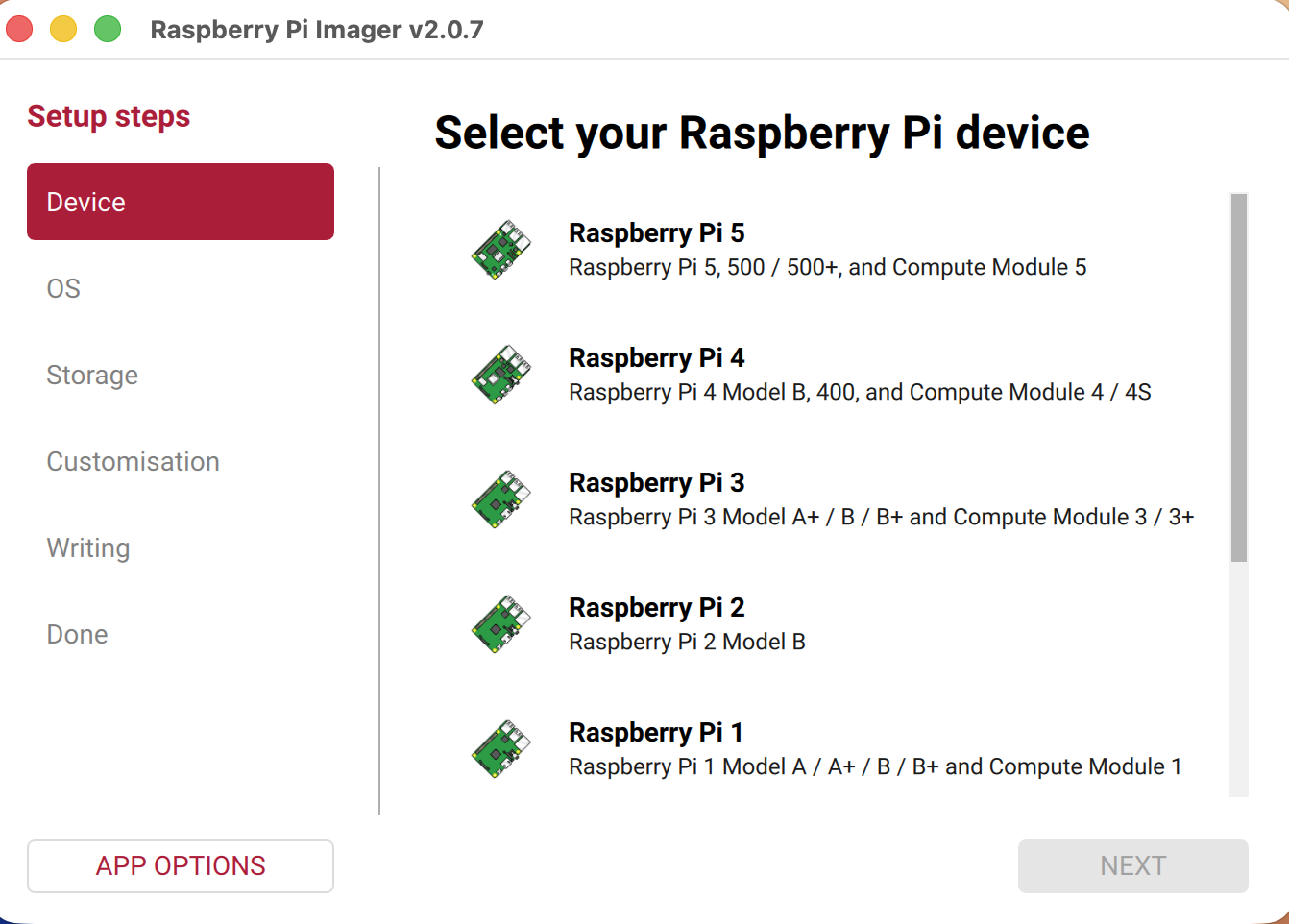 Escolhendo o modelo do Raspberry Pi