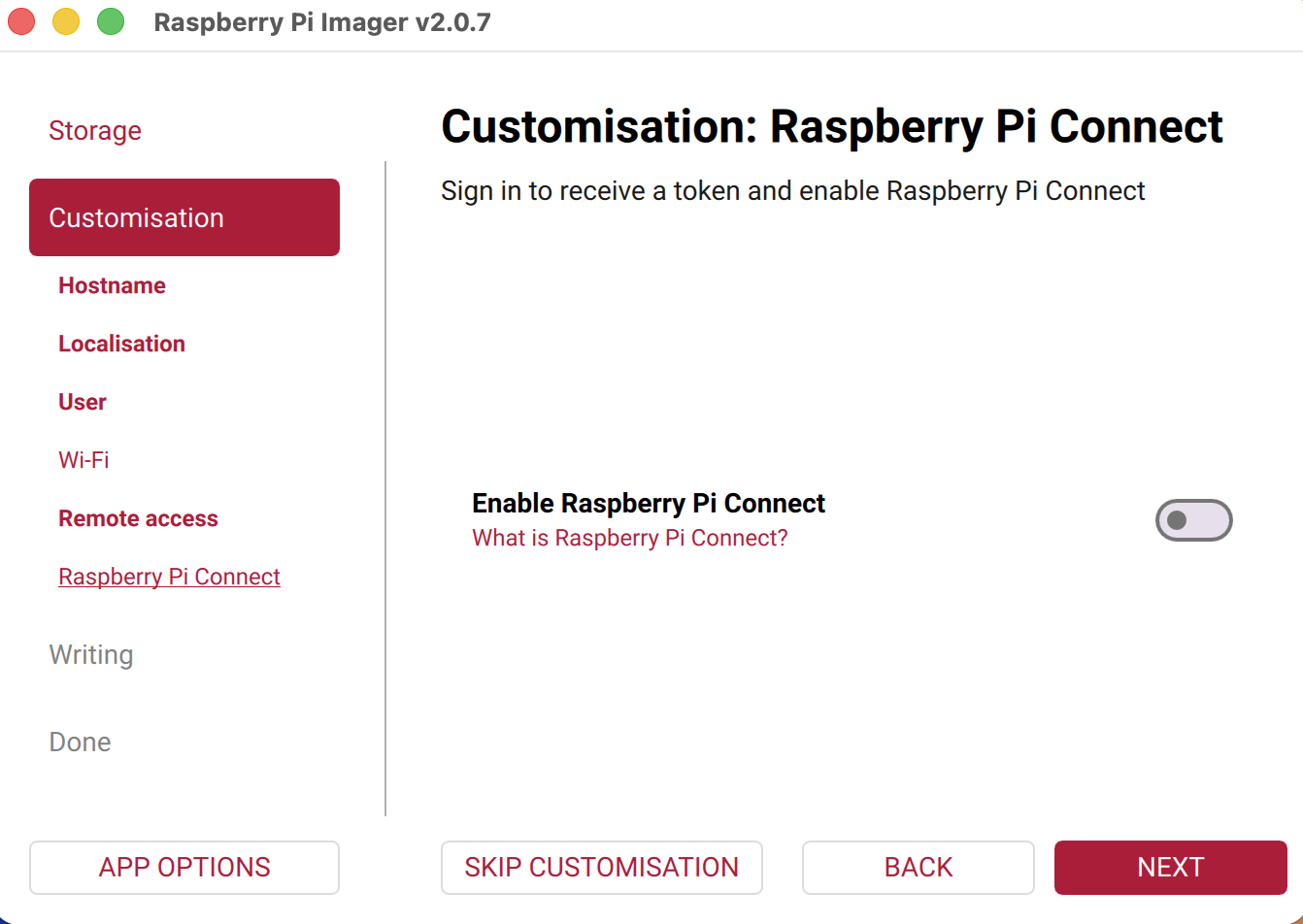 Raspberry Pi Connect desativado