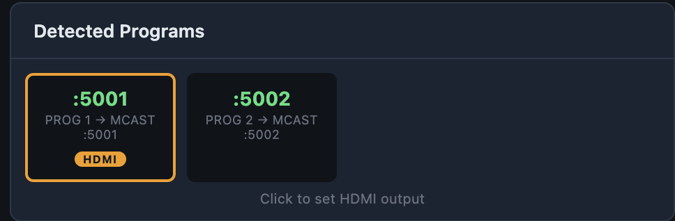 Programa marcado para HDMI