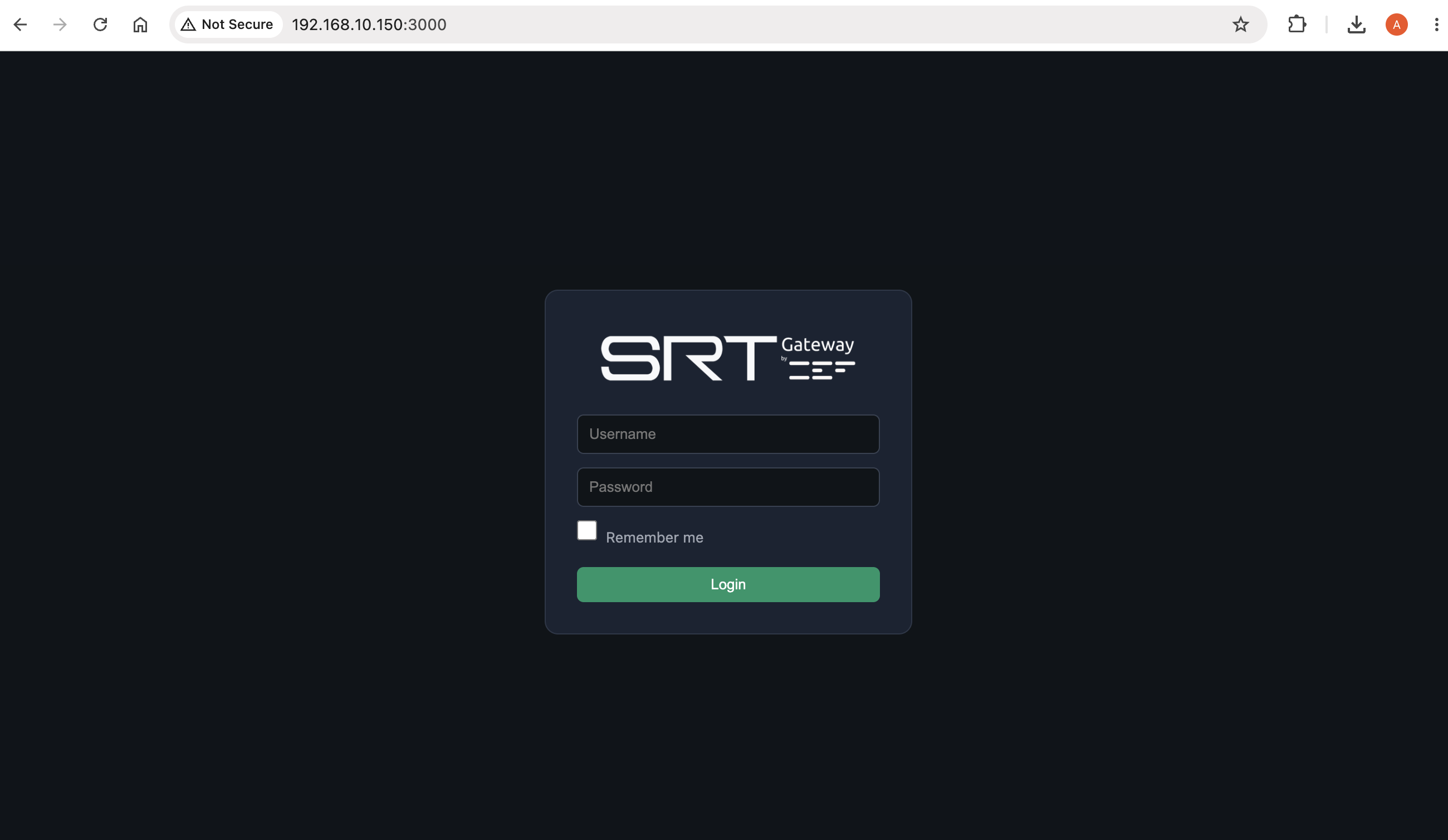 Tela de login do dispositivo