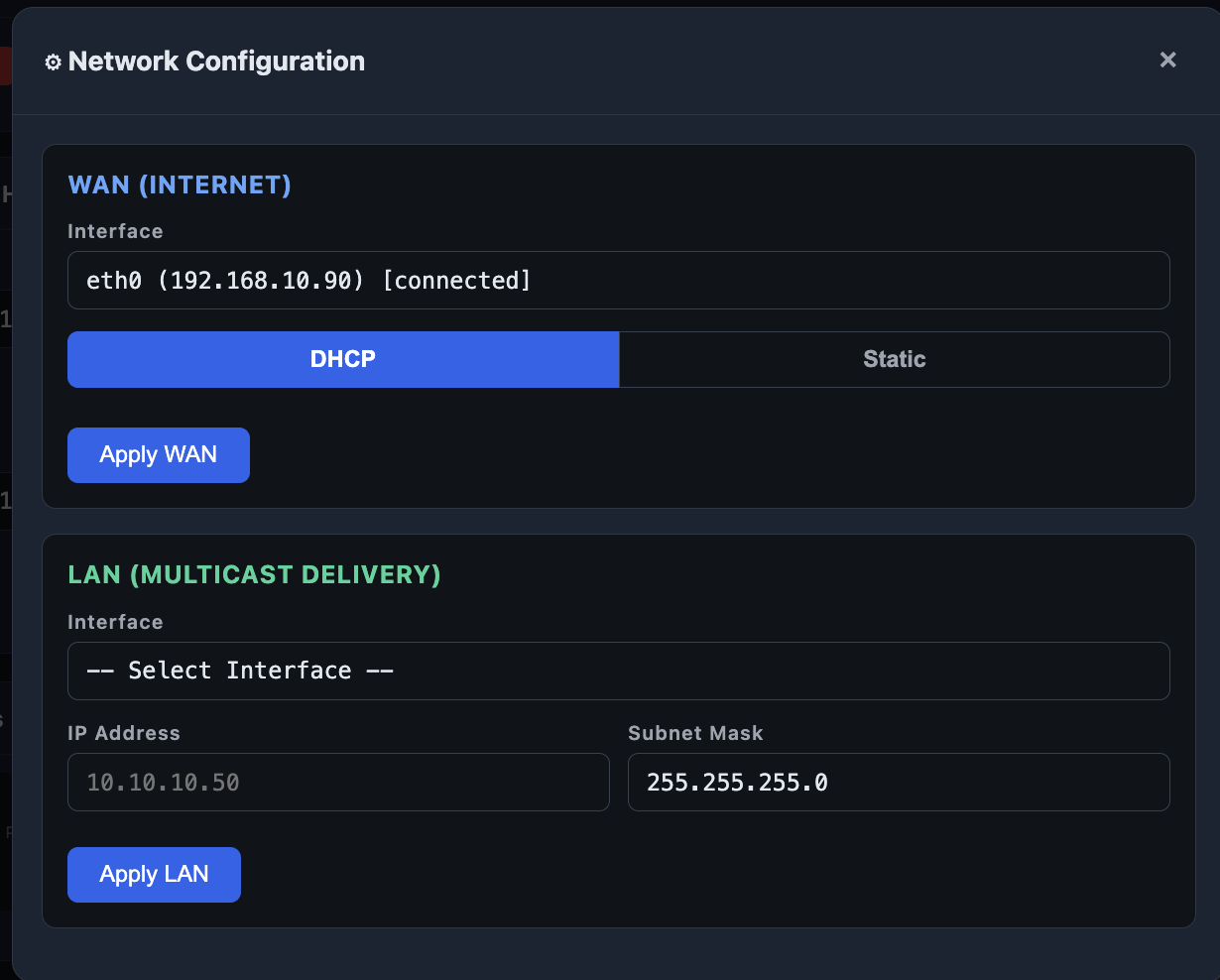 WAN configurada como Static